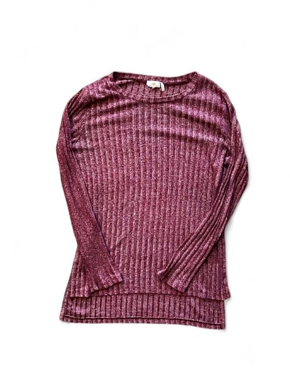 Burgundy ribbed knit long sleeve top size medium